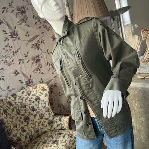 French Military green Cotton Fashion Trendy Jacket Street style Embellished